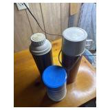2 vintage and 1 newer thermos