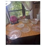 Vintage glass trays and serving bowls