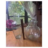 Hand Blown Vase and large lidded jar