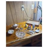 Seashell, sugar bowl, glass bowl, elephants,