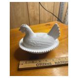 Milk glass Hen on Nest