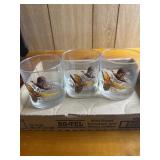 6 Pheasant on the rock glasses and 1 shot glass