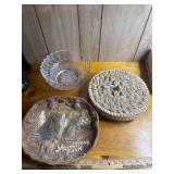 Vintage Yellowstone spark bowl, glass floral bowl