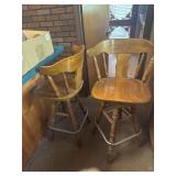 2- wood bar stools