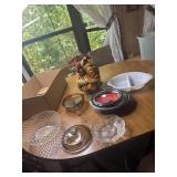 Rooster Cookie Jar, Fire King divided dish, new