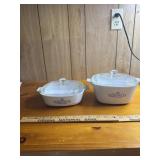 2 Corningware Cornflower dishes with lids