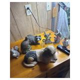 Hound dog, squirrel, quail, raccoon wood misc and