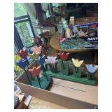 Wood Tulip decorations, wood cats door stops ,