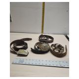 Size 42 leather  belts and buckles