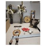 Cowboy wind chime, home decor  and who cares clock