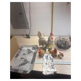 4 new chicken placemats, roosters: utensil