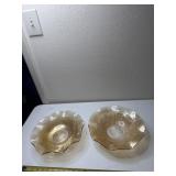 2 Vintage Iris Carnival Glass Bowls ruffled  edge