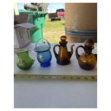 2 Hand Blown Pilgrim Glass and glass mini tea