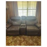 Reclining Loveseat with power bank in cup holder