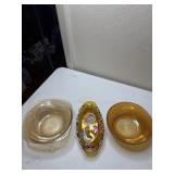 Vintage Serving pieces carnival glass and other