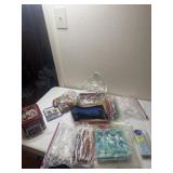 Puzzle, craft items, colored pencils stencils and