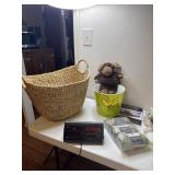 GE clock radio works, large blanket basket,