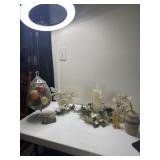 Large jar with fruit, wedding toppers, candle