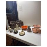 Basket with Dutch girl, oil lamp converted to