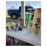 Vintage knick knacks, brass fish, cup vases and