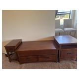 3 piece coffee table set end table 14"x22"x23"