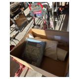 Painter drop cloth and plastic, paint rollers and