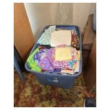 34 gallon tote with lid full of fabric