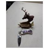Stainless Steel Deer pocket knife and holder