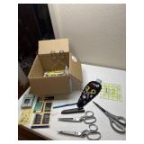 2 pair of giuher shears, needles, pins and other