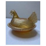 Carnival Glass Hen on Nest