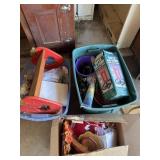 4 boxes of decoration, Apple shelf, life jackets