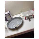 Tray, 8 cup measuring gum tin and baby spoon