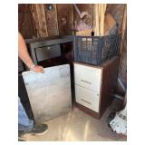 2 aluminum plates, 2 drawer file cabinet and