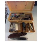 Tool box with hunting knife and more