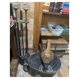 Fireplace tools and coal bucket