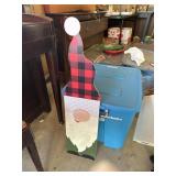 3 totes of Christmas decorations and gnome