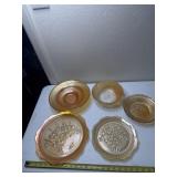 4 pieces of Iris Carnival glass & 1 marigold
