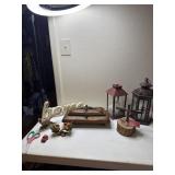 Pheasant, birds, home tin box, 2 candle holders
