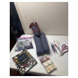 Jewelry making supplies, crochet Cafe book, boot