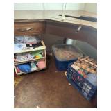 Sewing supplies all under sewing cabinet