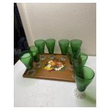 Lot of 9 Anchor Hocking Forest Green Burpee