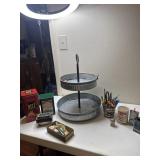 Tins, 2-Tier Round Galvanized Metal Display