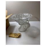 Vintage Punch Bowl and 20 cups & plastic ladle