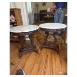 Pair of Carlton McLendon oval marble top tables