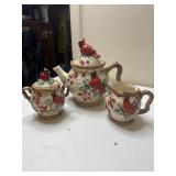Cardinal Tea Pot, creamer and Sugar bowl and 2