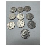10 Kennedy 1/2 dollars 70
