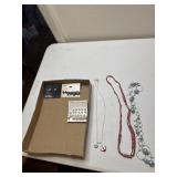 Earrings and necklaces