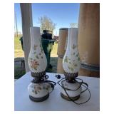 Matching Milk glass electric lamps untested