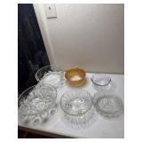 Vintage Clear glass serving bowls, carnival glass