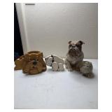 Ray Ford, Bull Dog bank, with coins. 3 other